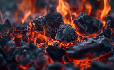 Burning Briquette Coal - obrazy, fototapety, plakaty