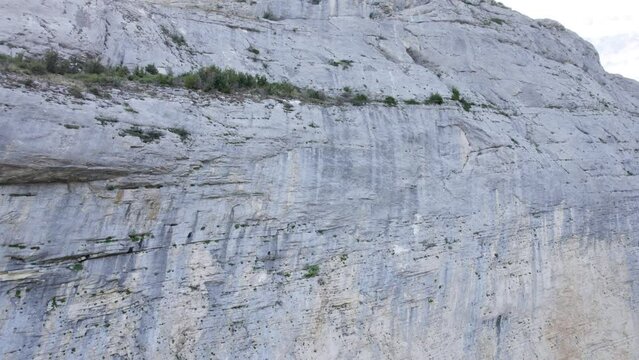 Aerial View Of Chironne Via Ferrata, Rock Climbing In Vercors Massif, Chamaloc, France.