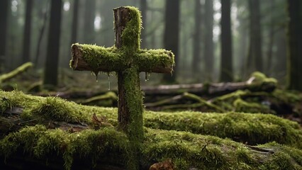 Experience the gentle grace of the cotton cross, cloaked in moss, embodying the enduring spirit of...