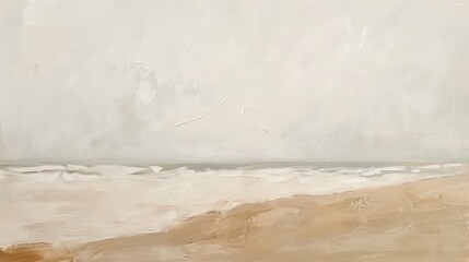 minimal light beige tone oil painting style landscape of a beige coastline 