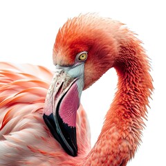 Beautiful Pink flamingo isolated on white background

