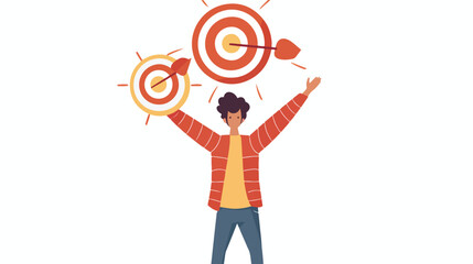 Target mark on man with hands up Flat vector 