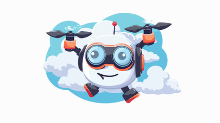 The cloud with drone character. cartoon mascot vector