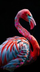 beautiful fine art flamingo with a black background