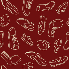 Outline Shoes Seamless Pattern Vector illustration for Print, Wallpaper, Decoration.