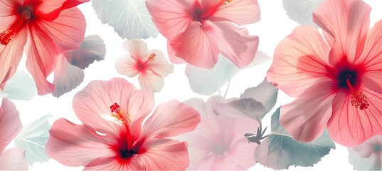 hibiscus flower  pattern - obrazy, fototapety, plakaty
