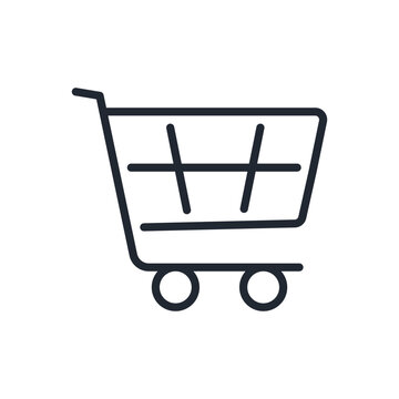 Trolley cart editable stroke outline icon isolated on white background flat vector illustration. Pixel perfect. 64 x 64.