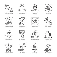 Fototapeta premium Latest Pack of AI Learning Linear Icons