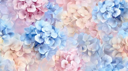 Watercolor Hydrangea Flowers Seamless Pattern