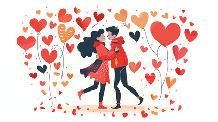 Valentine day card Flat vector isolated on white background