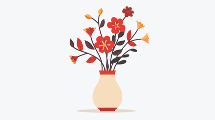 Vase with flowers icon Flat vector isolated on white