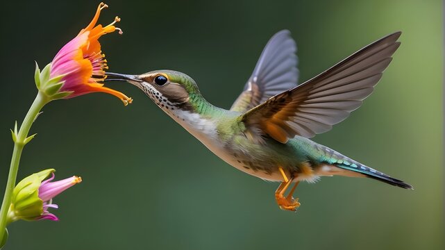 Hummingbird flying to gather nectar from a stunning flower. gather, usa, vertical, wildlife, no people, colubris, hummers, hummingbirds, matt cuda, north carolina - us state, pollinator, ruby throated