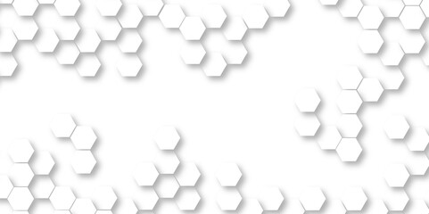 Abstract background with honeycombs seamless pattern hexagon. white texture background . white and hexagon abstract background. white paper texture and futuristic. Luxury white hexagon pattern. 