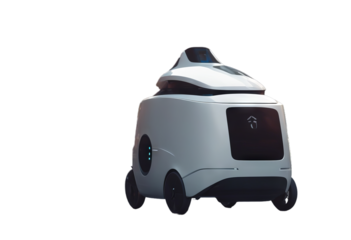 driving self robot 3d delivery street moving image rendering three-dimensional auto automation autonomous car city deliver stribution electric express logistic mobility service