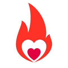 Fire flame, hot heart symbol, vector illustration. - 767788646