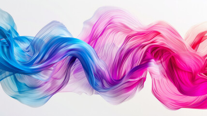 Sinuous abstract shapes flow in blue and pink, creating a modern digital artwork.