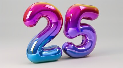 3d render of a colorful Number 25 on a white background