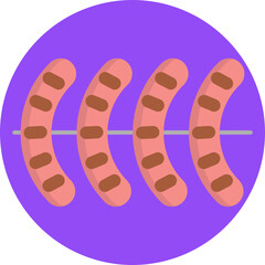 This icon captures the essence of street food with a juicy sausage sizzling on the grill.