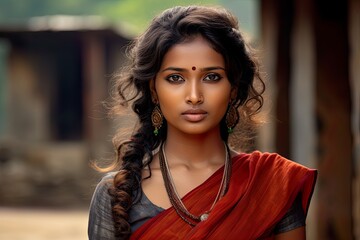 Portrait of a beautiful Hindu tribeswoman