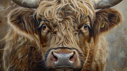 scottish highland cow beautiful animal trendy close upof the head