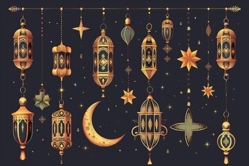 Traditional Ramadan lantern garland