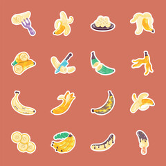 Trendy Banana Desserts Flat Stickers 
