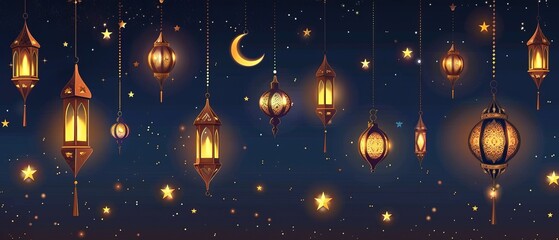Fototapeta na wymiar Traditional Ramadan lantern garland