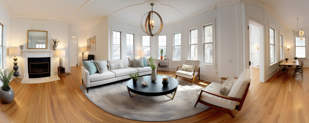 360 living room panorama interior. Modern high degree definition.