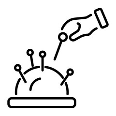 Download line icon showing pin cushion 