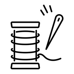 An editable line icon of sewing thread 