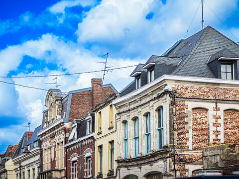 Street view of old village Valenciennes in France