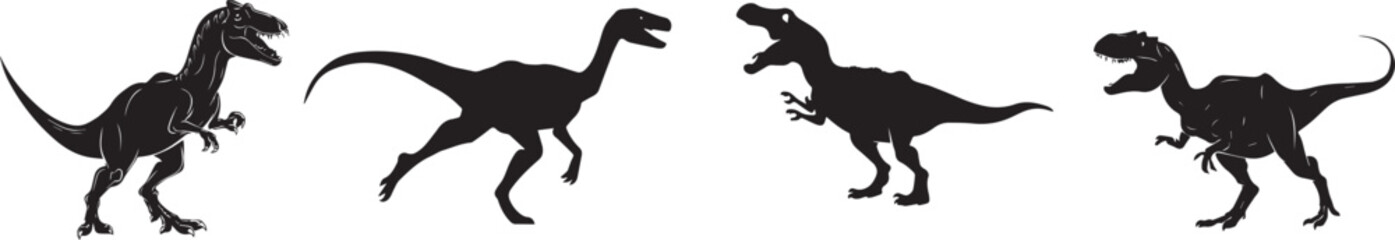 dinosaur silhouette vector on transparent background