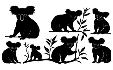 set of a koala silhouette vector illustration