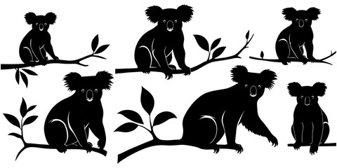set of a koala silhouette vector illustration © MehmetKemal
