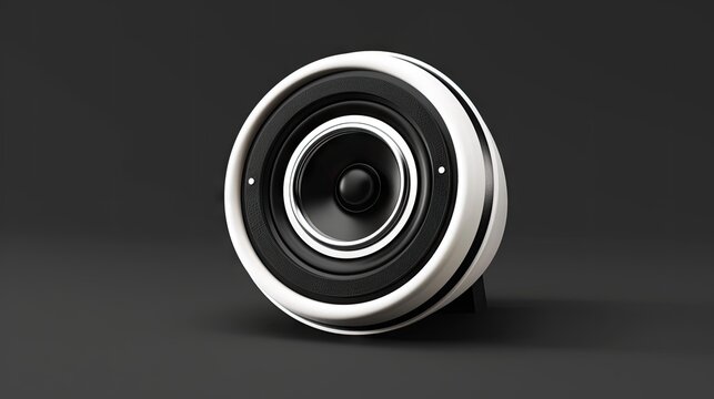speaker illustration retro-futuristic, white on black isolated 
