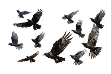 Obraz premium A Symphony in Flight: Graceful Birds Soaring Through the Skies. On a White or Clear Surface PNG Transparent Background.