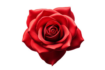 Elegant Red Rose Blooming on Pure White Canvas. On a White or Clear Surface PNG Transparent Background.