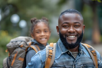 A Man and a girl With Backpacks On