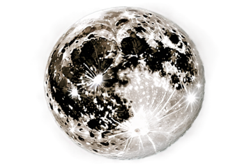 Full moon close-up on a transparent background