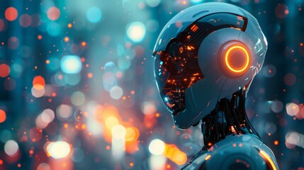 Obraz premium Artificial Intelligence Computer cinematic style whoing the advance in technology, Cinematic style, poster