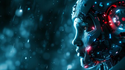 Obraz premium Artificial Intelligence Computer cinematic style whoing the advance in technology, Cinematic style, poster