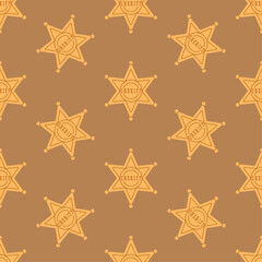 Cute Wild West Seamless Pattern With Sheriff Star