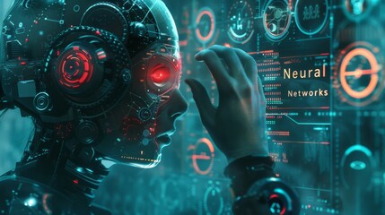 Obraz premium Artificial Intelligence Computer cinematic style whoing the advance in technology, Cinematic style, poster 