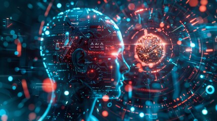 Artificial Intelligence Computer cinematic style whoing the advance in technology, Cinematic style, poster
