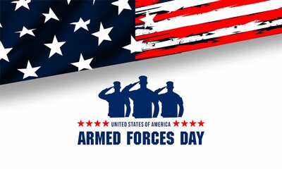 Armed Forces Day in May. Holiday celebrated annual in United States. Special tribute to the men and women of the Armed Forces. Poster, card, banner and background. Vector illustration