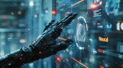 Artificial Intelligence Computer cinematic style whoing the advance in technology, Cinematic style, poster
