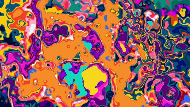 Fluid art video, abstract with colorful waves. Liquid paint mixing backdrop with splash and swirl

