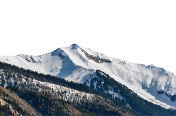 Snowy mountain peaks with rocks and forest for compositing and matte paining