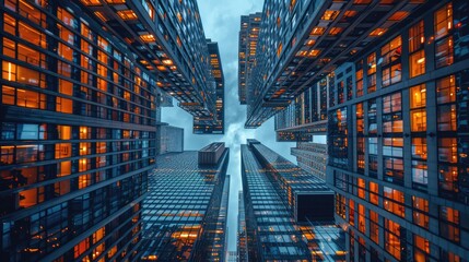 Image of skyscrapers in a city with high business competition - obrazy, fototapety, plakaty