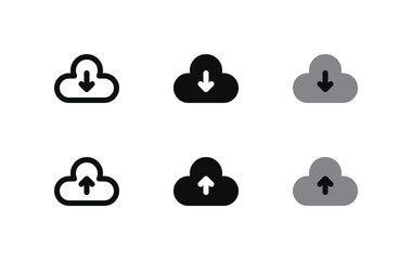 Cloud Download Icon Set - Server File Retrieval Symbols